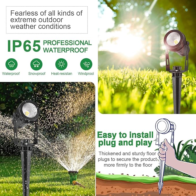 Low Voltage Landscape Lights 8 Pack+2 Pack Extendable Outdoor Landscape Lights+2 Pack Extension Cable 2 * 6.5ft