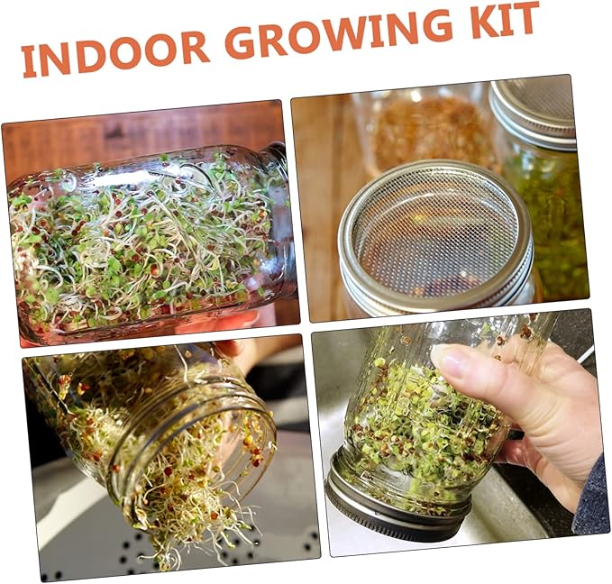 1Set Sprouting Kit with Blackout Sleeves Indoor Sprouting Jar Microgreens Includes Wide Mouth Mason Jars Mesh Lids and Blackout Sleeves for Optimal Growth