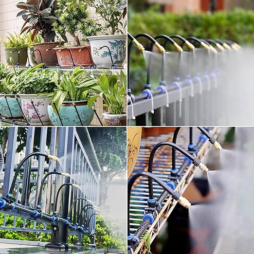 49.21Ft Drip Irrigation Kit Automatic Drip Irrigation System 360° Bendable Garden Irrigation System Garden Watering System Adjustable Bendable Nozzle Copper Sprayer System for Garden Yard