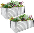 Land Guard 2 Pack 8×4×2ft Galvanized Raised Garden Bed Kit Galvanized Planter Raised Garden Boxes Outdoor Large Metal Raised Garden Beds for Vegetables (Silver)