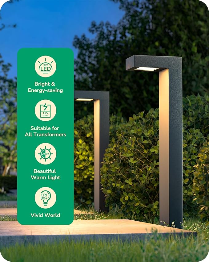 EDISHINE 6 Pack Low Voltage Pathway Lights &amp 8 Pack Landscape Spotlights