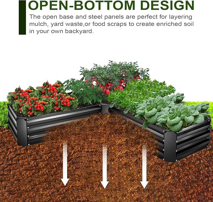 EDOSTORY Raised Bed Garden Bed Kit 5x5x1ft Galvanized Planter Tall Raised Garden Boxes Outdoor Large Metal Raised Garden Beds for Vegetables Flowers Herbs