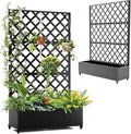 PeakPursuit 72x47IN Metal Planter Box with Trellis and Wheels-Indoor and Outdoor Privacy Screen Planters Heavy Duty Raised Garden Bed with Trellis for Patio and Yard