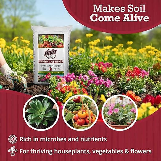 Brut Organic Worm Castings for Plants 30 LB – Natural Nutrients Fertility Builder Plant Food for Potting Soil and Garden Soil – Indoor and Outdoor Use - 4 Pack