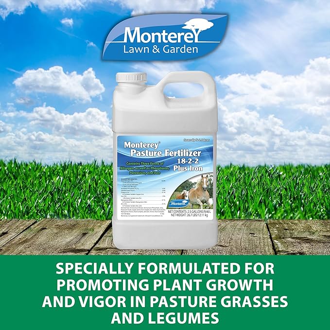 Monterey 18-2-2 Pasture Fertilizer Plus Iron 2.5 Gallon (Covers up to 2.5 Acres)