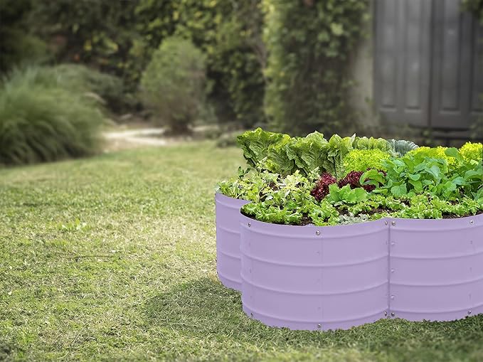 Plant &amp Plot Galvanized Raised Garden Beds Outdoor // 3×3×1 ft Planter Raised Beds for Gardening Vegetables Flowers // Large Metal Garden Box (Lavender) // Patented Tool-Free Design