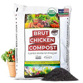 Brut Chicken Compost – Nutrient-Rich 100% Composted Chicken Manure Soil Amendment – Safe Pure Organic Compost – Additive-Free Soil Fertilizer for Vegetable Gardens Flowers Indoor Plants – 1CubicFt