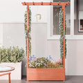 Raised Garden Bed with Trellis Wood Planter Box with Hanging Roof Side Trellis 4 Drainage Holes Elevated Garden Bed for Outdoor Climbing Plants Vines Patio 43.3''x17.3''