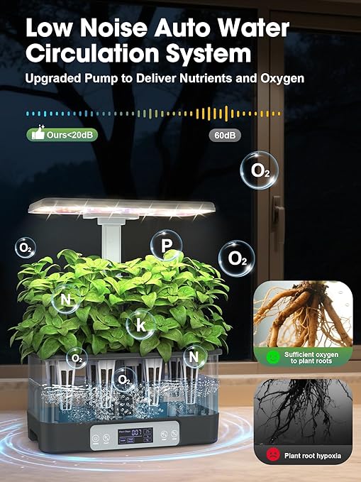 Hydroponics Growing System Kit 8 Pods Smart Indoor Herb Garden with WiFi App Control Seeds Pod KitLED Grow LightStainless Steel Herbs Planter for LettuceBasilGardening Gifts