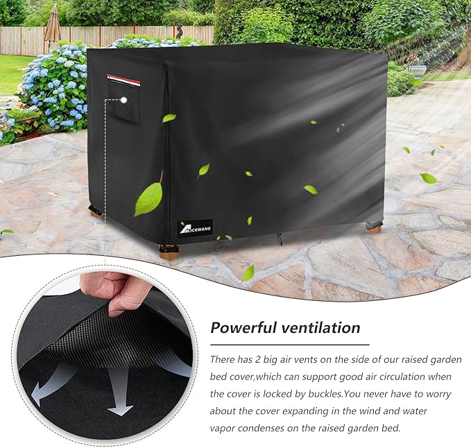 Outdoor Raised Garden Bed CoverHeavy Duty 600D Waterproof Elevated Wood Planter Box Stand Cover for Winter72L x 24Wx 30H Inch(BlackCovers Only)