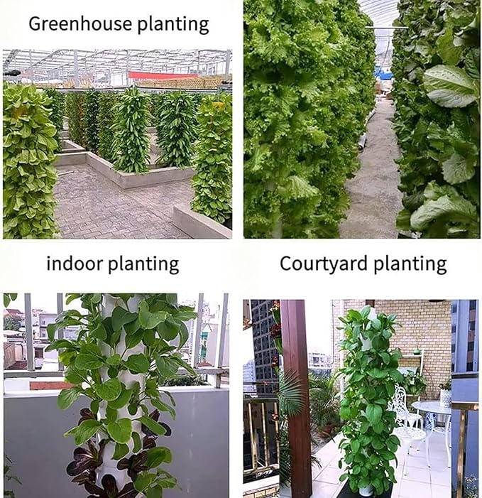 Hydroponics Tower 45 Holes Aquaponics Grow 15 Floors Garden Tower Aeroponics Growing Kit for Fruits and Vegetables Planting-//