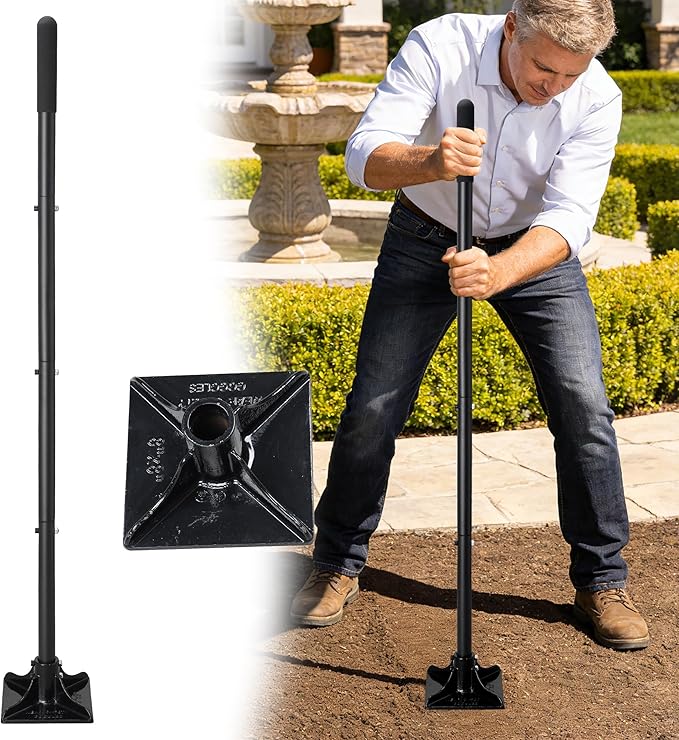 Tamper Tool 59 Inch Heavy Duty Metal Garden Tool for Leveling Soil GravelDriveway Garden YardLong Handle Tamper Tool with Comfortable Grip