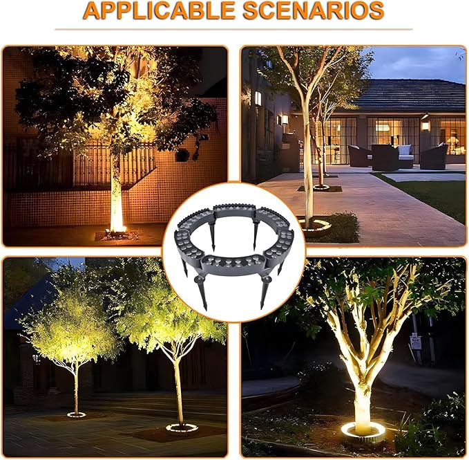 LED Solar Ground Lights Outdoor Ring Tree Ligh Yard Lighting Uplight Landscape Spotlights Made to Last(Blue LightPack of 7)