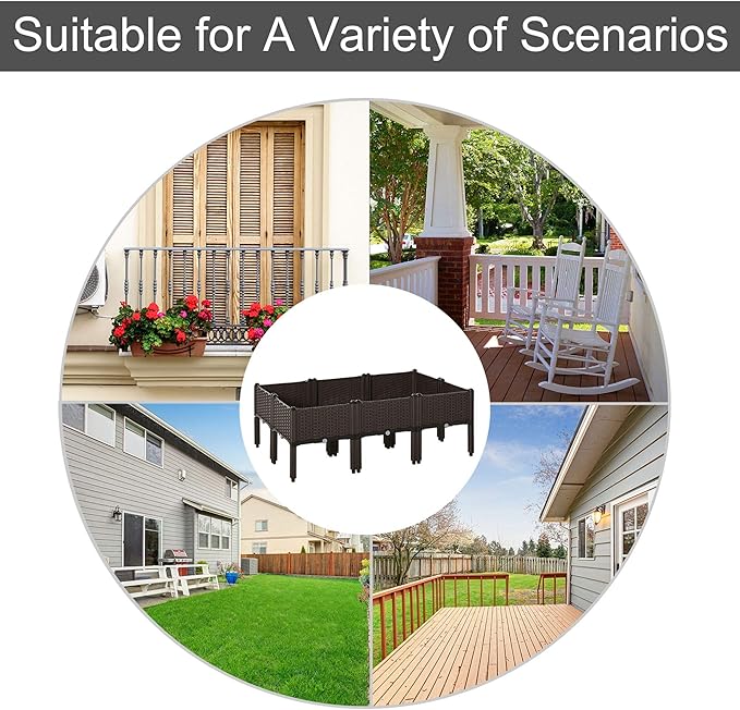 6 Pcs Raised Garden Bed Kit Elevated Self Watering Planter Boxes with Drainage Holes for Outdoor Flowers Vegetables and Herbs