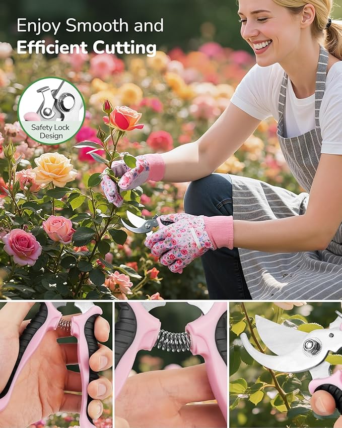 Gardening Tools 9 Piece and 12-Piece Womens Gardening Tools Gift Set Garden Tools with Durable Carrying Case Fashionable and Thoughtful Gifts for Garden Women