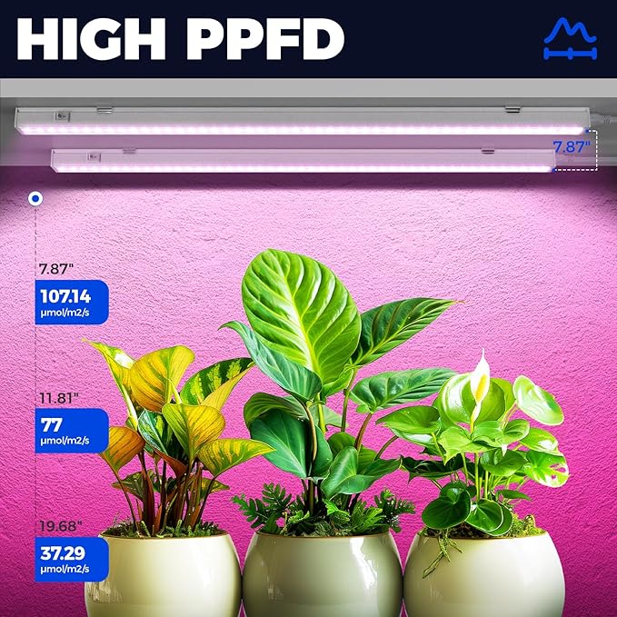 Barrina T5 Grow Lights Full Spectrum 2ft 80W (8 x 10W 500W Equivalent) T5 LED Grow Light Bulbs Plant Lights for Indoor Plants Greenhouse Plug and Play Pink 8-Pack