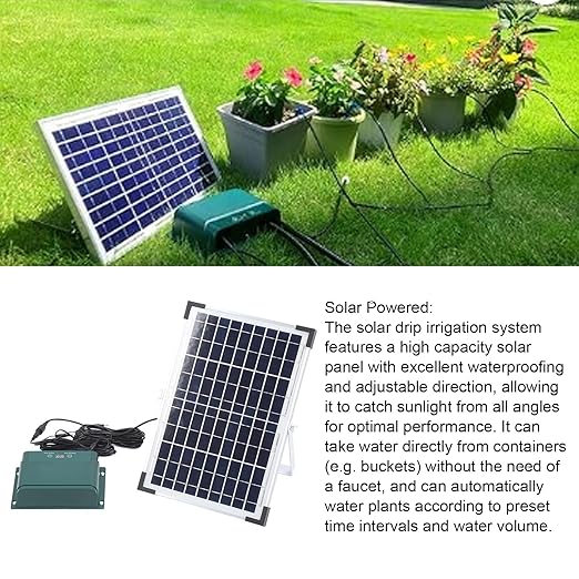 Solar Automatic Drip Irrigation Kit Solar Powered Auto Easy DIY Watering Device18V 10W W aterproof Solar Powered Watering Gardening System