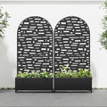 Casaphoria 72x35 Metal Raised Garden Bed with Trellis(2 Pack) Outdoor Planter Box with Wheels &amp Drainage Holes for Climbing Plants Flowers Elevated Garden Kit Black-Gerald-Arched