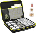 ProCase 65 Slots Seed Storage Organizer Sorter Box Sturdy Seed Bank Saving Kit Container for Garden Vegetable Plant Flower Seed Keeper Set with Label Stickers Funnel 3 Size of Bottles 1 oz 3 oz 5 oz