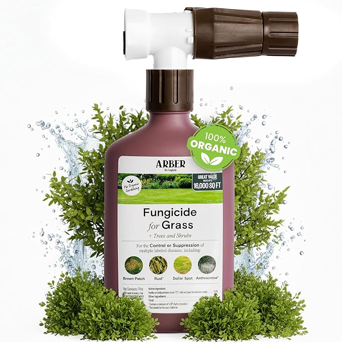 Organic Lawn Fungicide – 16oz Ready-to-Spray Hose-End Lawns Trees &amp Shrubs – Targets Brown Patch Dollar Spot Rust Powdery Mildew &amp Root Rot – Kid- &amp Pet-Safe Coverage up to 16000 sq