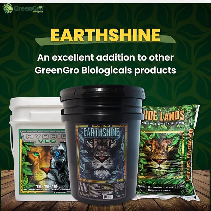 GreenGro Earthshine - Biochar &amp Humic Acid Blend/Activated Charcoal/Sequesters Carbon/Organic Soil Booster Top Soil Plant Food/Compost Tea/Derived from Worm Castings / 30 lb.