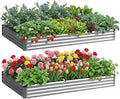 2PCS 6x3x1 FT Rectangle Metal Raised Garden Bed Kit Elevated Garden Planter Box Outdoor Large Planters for Outdoor Plants Flower Vegetables Fruit Herbs (Silver)