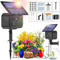 LCD Display Solar Drip Irrigation System Kit 30 Working Modes &amp 10 Watering Interval Solar Powered Drip Irrigation Kit Supports 15 Potted Plants 2200mAh Automatic Watering System for Garden