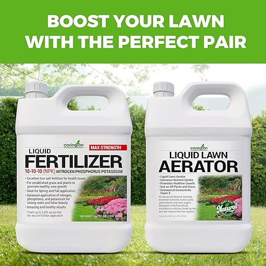 Covington 10-10-10 NPK Liquid Fertilizer (32oz) All Purpose Liquid 10 10 10 NPK - Lawn Food with Nitrogen Phosphorus Potassium Concentrate for Lawns Outdoor &amp Indoor Plants Vegetable Gardens