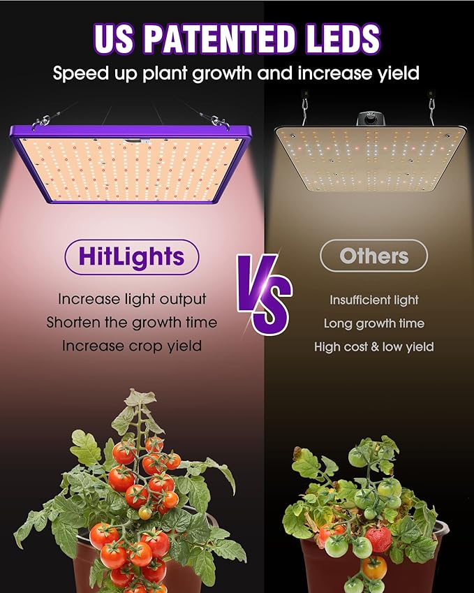 HitLight LED Grow light with 288 US Patented LEDs 2x2ft Coverage Dimmable Full Spectrum Plant Grow Lights for Indoor Plants Seeding Veg Flower Greenhouse Sunlike Growing Lamps UL-Listed Driver 120W
