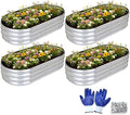 Raised Garden Bed Outdoor Galvanized Planter Boxes Oval Large Metal Raised Garden Beds for Vegetables 4×2×1ft4pack