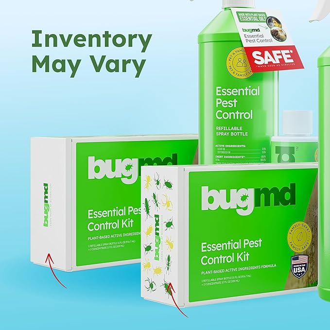 BugMD Ant Killer &amp Bug Spray - Roach and Cockroach Killer Indoor Spider Spray for Home Fly and Insect Defense Natural Safe with Essential Oils Plant-Powered Pest Control - Starter Kit