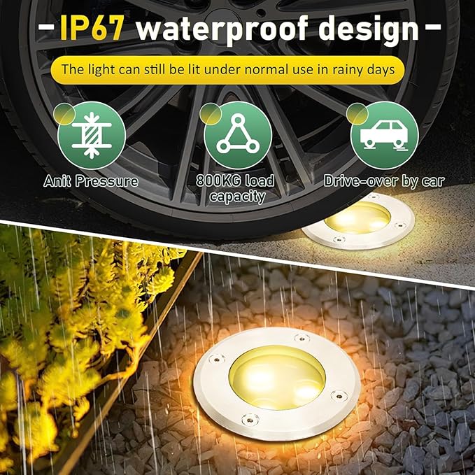 4PCS Landscape Lights - Outdoor Buried Lights 3W Floor Light Spotlight Outdoor Recessed Spot Light IP67 Outdoor Waterproof Ground Spotlight Garden Courtyard Lawn Ground Lamp(White3W(220v))