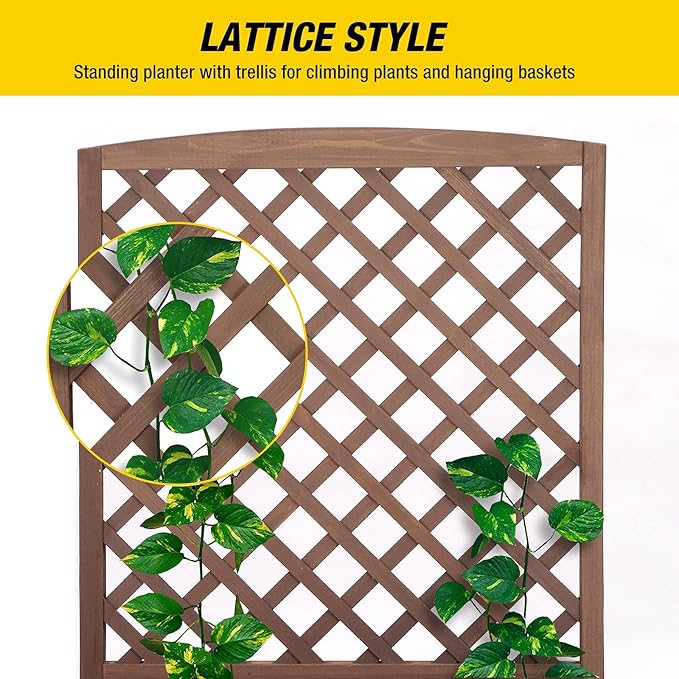 Garden Planter Box with Trellis Raised Garden Bed Outdoor for Climbing Plants Flowers High Capacity