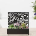 Casaphoria Raised Garden Bed Metal Planter Box with Trellis 47x47x16 for Outdoor Climbing Plants Flowers Vegetables and Vines Privacy Screen with Wheels and Drainage Holes(Black Street)