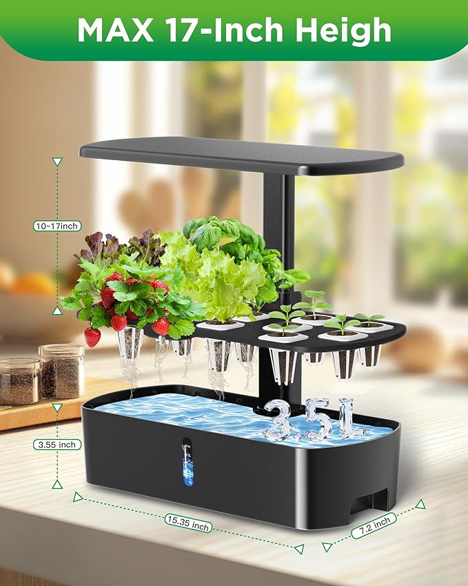 Hydroponics Growing System KitsSmart Indoor Herb Garden with 24W LED Grow Light Planting Height Adjustablewith12 Pods Plant Germination Kitwith Quiet Pump Ideal Gift for All Ages