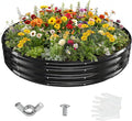 6FT Diameter Galvanized Garden Raised Bed/Plant Box/Fire Pit Ring-0.8mm Thick12 Inch TallCrimped Edge and CornerNo SharpePerfect for Plantings (Black 72 Dia X 12 inches)