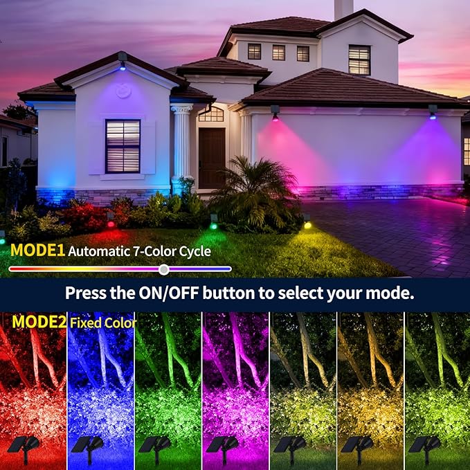 Solar Spot Lights Outdoor Waterproof 18 LED Solar Powered Landscape Lighting Low Voltage Auto On/Off for Garden Yard Tree Flag Wall Pathway 4 Pack