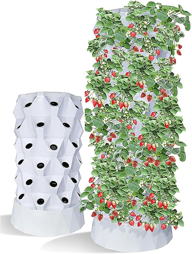 Hydroponics Growing System Vertical Tower Automated Aeroponics Indoor Tower Garden - Aquaponics Growing Kits for Fresh Herb Garden Fruits &amp Vegetables 48Pots