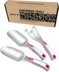 Garden Tool Set 3PC Bend Proof Gardening Tool Kits (Soil Scooper Garden Trowel Cultivator Hand Rake) One-Piece Aluminum Garden Gift Pink