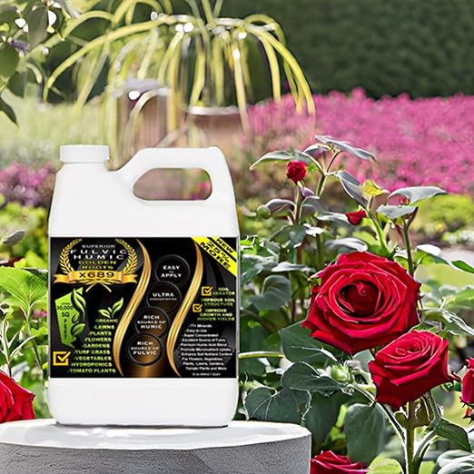 Humic Acid &amp Fulvic Acid Liquid Concentrate - 10000 sq ft - Organic Plant Food Enhancer for Lawn Plants Turf Grass &amp Garden Soil