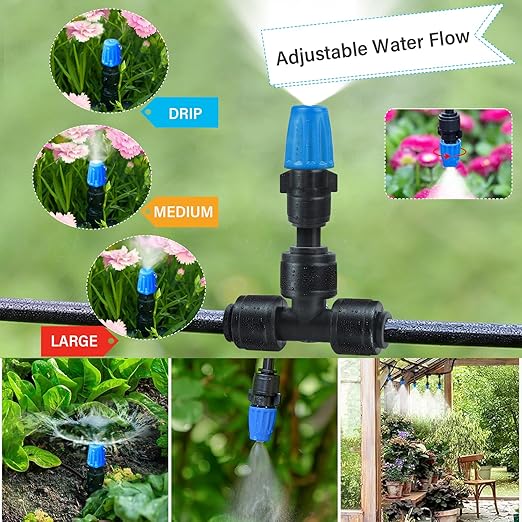 243FT Drip Irrigation Kit Drip Irrigation System with 1/2'' Hose1/4 Drip Irrigation Tubing 2025New Quick-Connect Three Adjustable Nozzle Types for Garden Greenhouse Flower Bed Patio Lawn