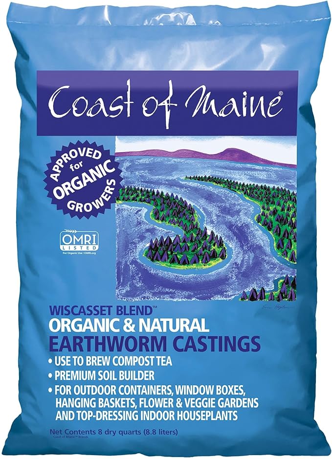 Coast of Maine Wiscasset Blend 8qt (Pack of 4) Organic and Natural Earthworm Castings Premium Soil Builder to Brew Compost Tea
