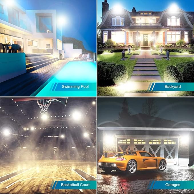 500W LED Flood Light Outdoor2750W Equivalent Super Bright FloodLight with Plug58600LM 5000K Daylight White IP66 Waterproof Commercial Lighting for Sports FieldsCountsArenaStadium