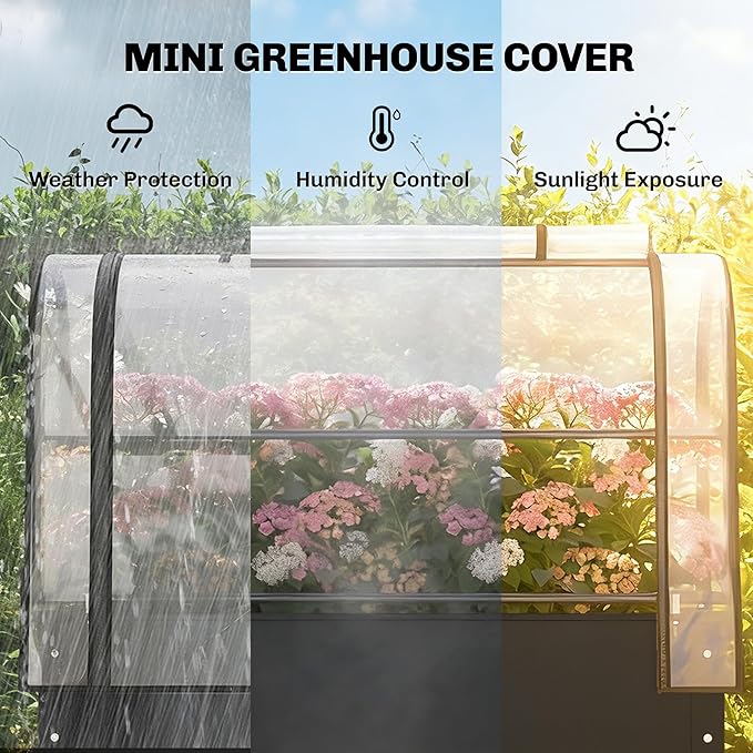 Outsunny Raised Garden Bed with Flip-Up Greenhouse Cover Metal Elevated Garden Bed with Legs and Drainage Hole Outdoor Raised Planter Box for Vegetables Herbs Flowers 39.4 x 19.3 x 53.5 Black