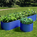 Olle 4-Style Modular Galvanized Raised Garden Beds Outdoor Easy Quick Setup 17 Tall 4-in-1 Metal Planter Boxes Outdoor for Flowers Vegetables Fruits Herbs DIY Gardening Cobalt Blue