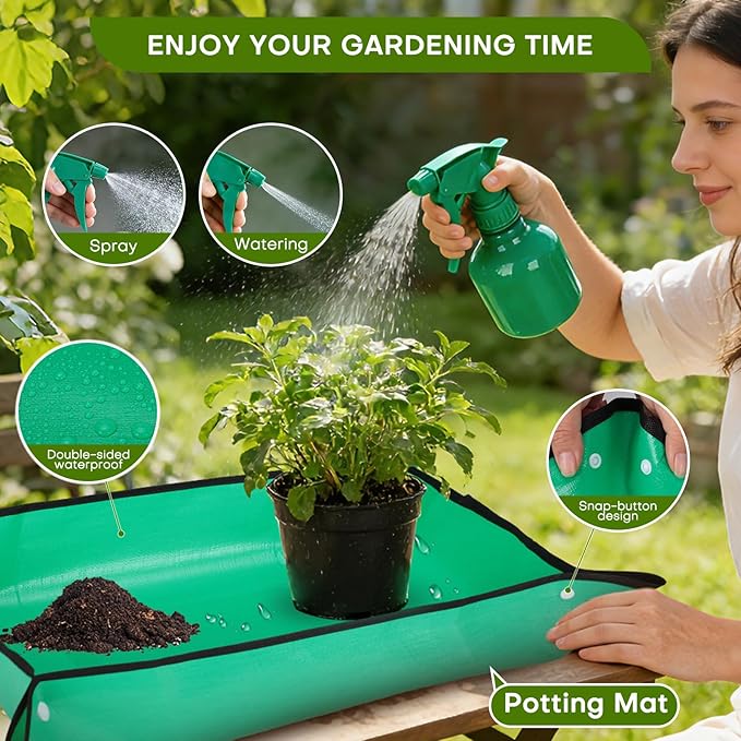 62-Piece Heavy-Duty Garden Tool Set Complete Garden Tool Kit with Stainless Steel Shovel Repotting Mat Pruning Shear&ampDurable Gardening Tool Bag Gardening Gift Set—Ideal Gift for Women/Men/Begi