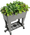 EarthBox Raised Garden Bed with Legs – Elevated Self Watering Planter Box with Wheels Storage Shelf Premium Plant Food Easy Assembly Made in USA Gray