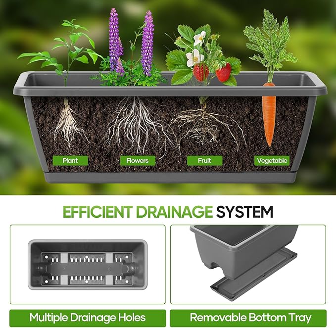 CADUKE Raised Planter Box Plastic Raised Garden Bed with Legs Standing Planter Box with Drainage Holes &amp Trellis 32 Elevated Flower Beds Outdoor &amp Indoor for Vegetables Balcony Patio Gr
