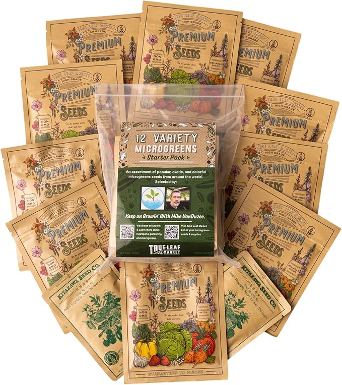 12 Variety Pack Microgreens Seeds Kit - Broccoli Seed for Sprouting Plus Purple Radish Beet Sunflower Microgreens Peas Shiso Cilantro Beet Pak Choi Korean Shiso Cress &amp More