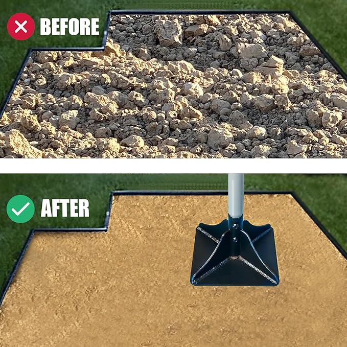 Heavy Duty Steel Tamper 8x8 with 48 inch Handle and Rubber Grip Ideal Garden Landscaping Rammer for Earth Soil Asphalt Gravel and Dirt Compaction Levelling Paver Tool Trash Tamper